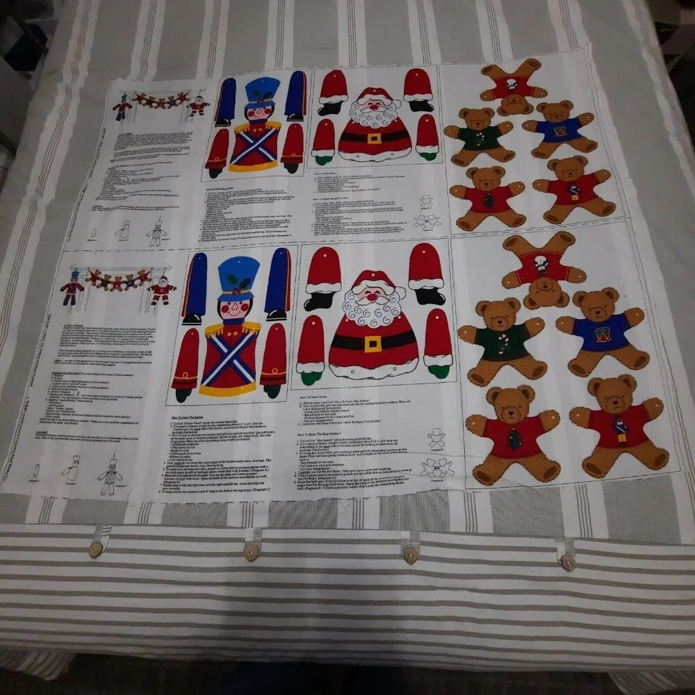 Fabric Double Panel Kid Craft Bear Santa Toy Soldier Garland Christmas New